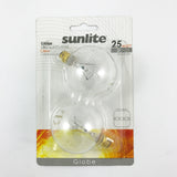 2PK - SUNLITE 25W 120V Globe G16.5 E12 Clear Incandescent Light Bulb