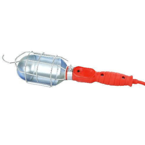 SUNLITE Portable Red Metal Drop Light, 25ft. Cord, Metal Cage, E26 Socket