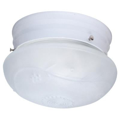 SUNLITE 8in. Mushroom White Finish White Glass Ceiling Fixture - 2 Bulbs