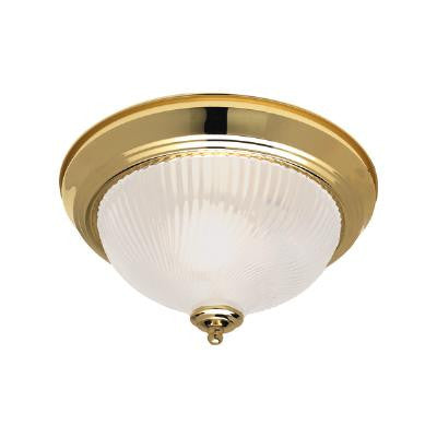 SUNLITE DBS13/FR Polished Brass dome fixture w/ Ribbed Frosted White glass