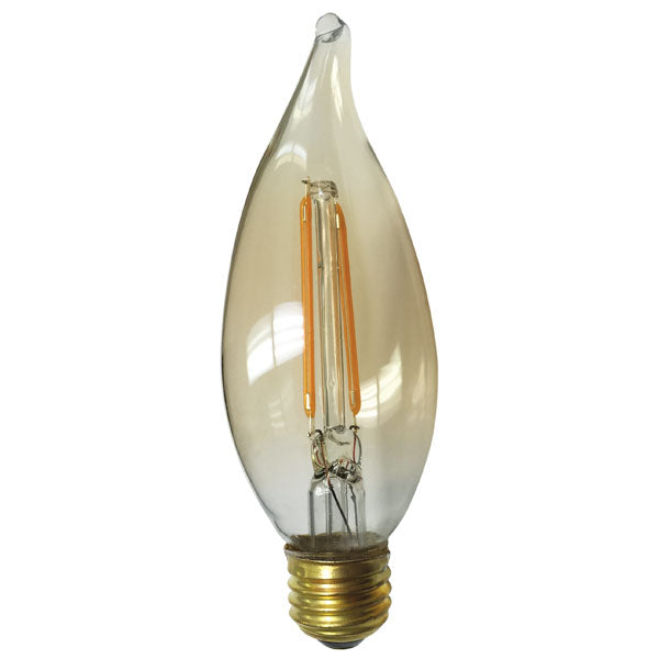 Ushio Antique Filament LED 2W 120V 2200K CA10 Candle Warm White Light Bulb