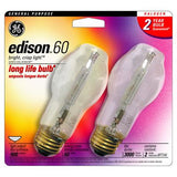 GE 60w 120v Edison BT14.5 Clear Halogen Bright Crisp light - 2 bulbs