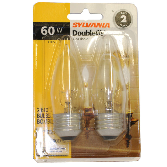 Sylvania 60W 120V B10 E26 Incandescent lamp - 2 Bulbs