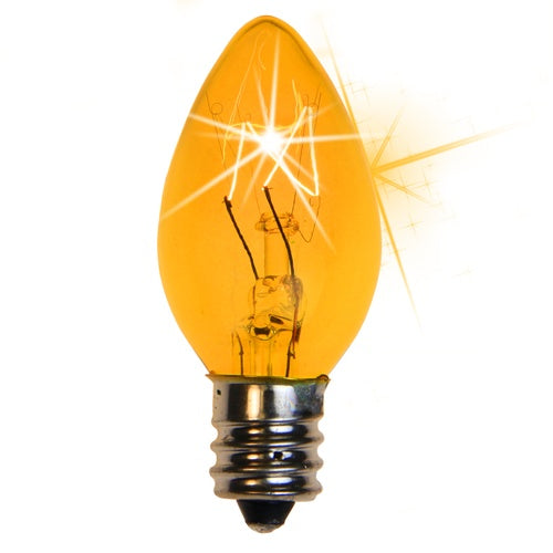 25 Bulbs - C7 Twinkle Triple Dipped Transparent Yellow, 7 Watt lamp