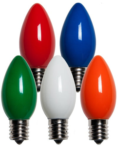 25 Bulbs - C9 Opaque Multicolor, 7 Watt lamp