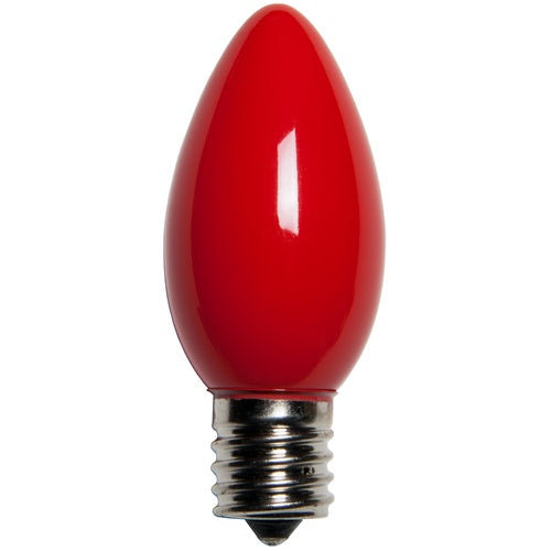 25 Bulbs - C9 Opaque Red, 7 Watt E17 Intermediate Base Incandescent bulb
