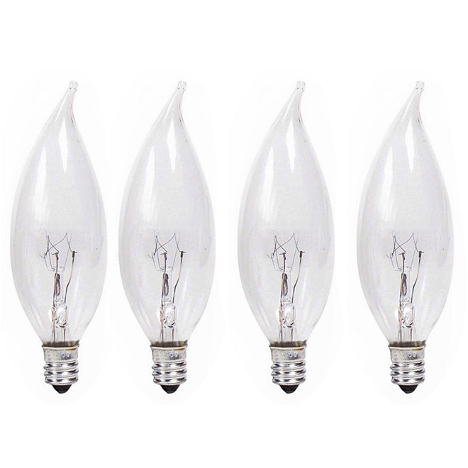 Philips 25w 120v BA9 E12 Clear DuraMax Decorative Incandescent lamp - 4 bulbs