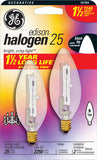 GE 25w 120v Edison B10 Halogen 2 bulbs / PACK