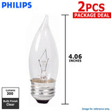 Philips 40w 120v BA9.5 E26 Clear DuraMax Deco Bent Tip Incandescent Light Bulb - 2 pack - BulbAmerica