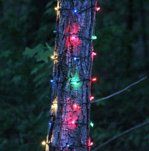 6" x 12' Multicolor Christmas Trunk Wrap Lights, 150 Lamps on Brown Wire