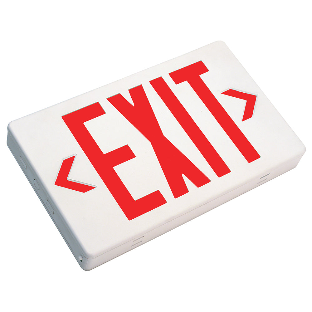 NICOR Low Profile LED Exit Sign with Automatic Low-Voltage Disconnect White