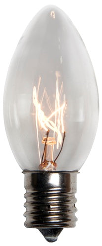 25 Bulbs - C9 Transparent Clear, 7 Watt 230 Volt lamp