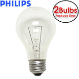Philips 38w 130v A-Shape A19 Clear E26 Incandescent lamp - 2 bulbs - BulbAmerica