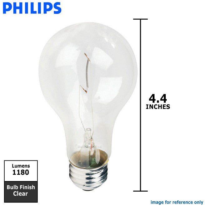 2Pk - Philips 116w 130v A-Shape A21 Clear E26 Traffic Signal Incandescent Light Bulb