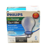 2Pk - Philips 72w 120v A19 Natural Light Halogen bulb - 100w equiv.