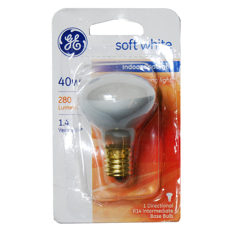 GE 40w 120v R14 E17 base Soft White Spot Incandescent Reflector bulb