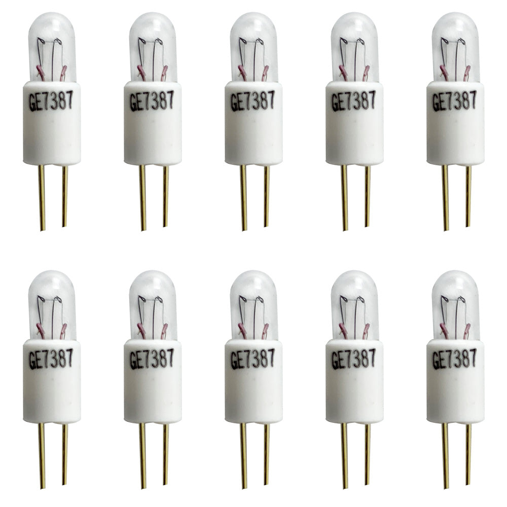 10Pk - GE 7387 - 28926 1w 28v T1.75 M-23 Bi-Pin Base Low Voltage Miniature Bulb