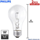2 Pk. - Philips 29w 120v A19 Clear E26 EcoVantage Halogen Light Bulb - BulbAmerica