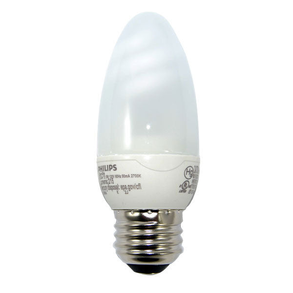 Philips 5w 120v E12 2700K Warm White Decorative Fluorescent Light Bulb
