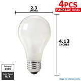 4Pk - Philips 72w 120v A-Shape A19 E26 White EcoVantage Halogen bulb - BulbAmerica