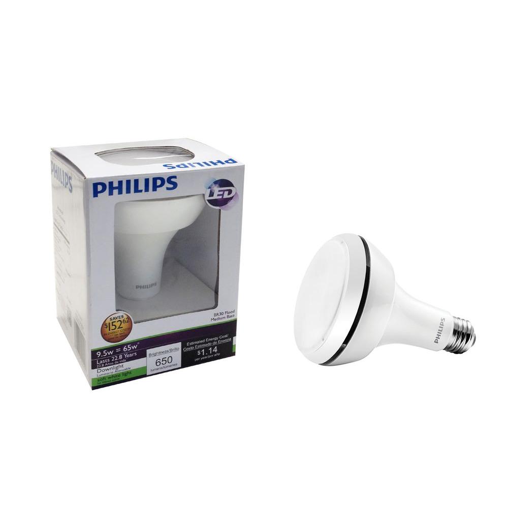 Philips 9.5W LED BR30 Reflector Flood Soft White Non-Dimmable - 65W Equivalent