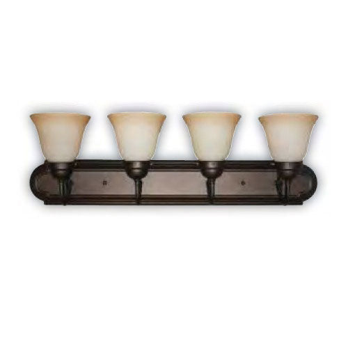 SUNLITE 4 Lamp 30 in Dusted Brown Vanity Sconce Fixture Tea Stained Glass