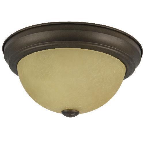 SUNLITE 11in Distressed Brown Finish Tea Stained Glass Dome Ceiling Fixture
