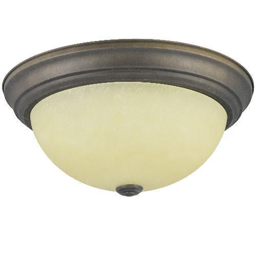 SUNLITE 13in Distressed Brown Finish Tea Stained Glass Dome Ceiling Fixture