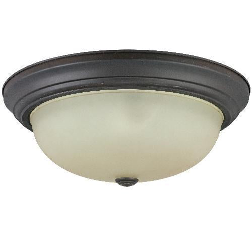 SUNLITE 15in Distressed Brown Finish Tea Stained Glass Dome Ceiling Fixture