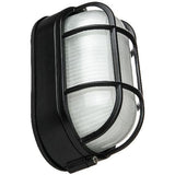 SUNLITE ODI1020 Black Oval Wall Mount Outdoor fixture w/ Clear Ribbed Glass