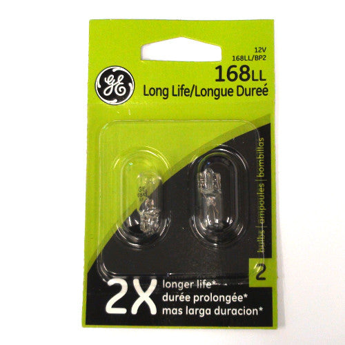 GE W5W 168 5w 14v Mini Wedge Base Long Life Automotive lamp - 2 Bulbs