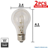 2PK - Sylvania 43w 120v A-Shape A19 E26 Clear Halogen lamp - BulbAmerica