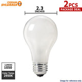 2PK - Sylvania 53w 120v A-Shape A19 2950K Halogen Light Bulb - BulbAmerica