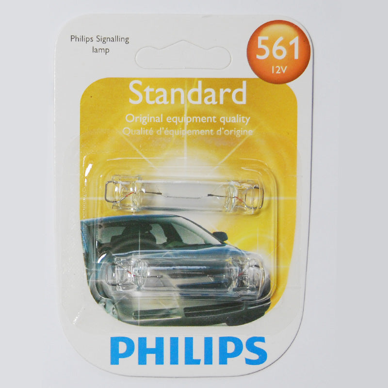 2 Pack - Philips  561 - 12.42w 12.8v T3 Rigid Loop Base Automotive Bulb