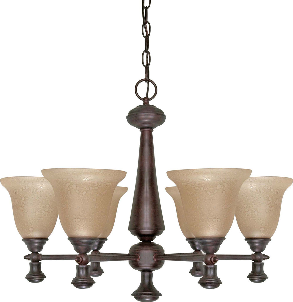 Nuvo Mericana - 6 Light - 26 inch - Chandelier - w/ Amber Water Glass