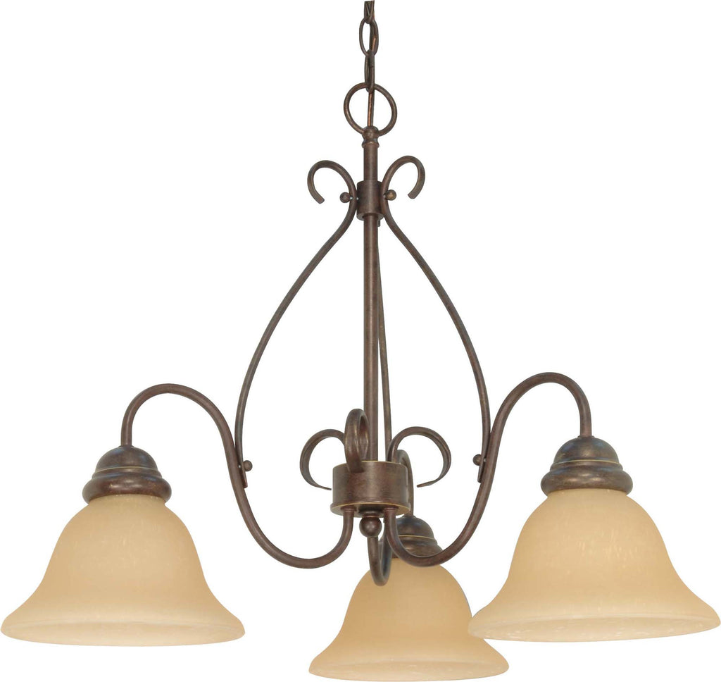 Nuvo Castillo - 3 Light - 26 inch - Chandelier - w/ Champagne Linen Washed Glass