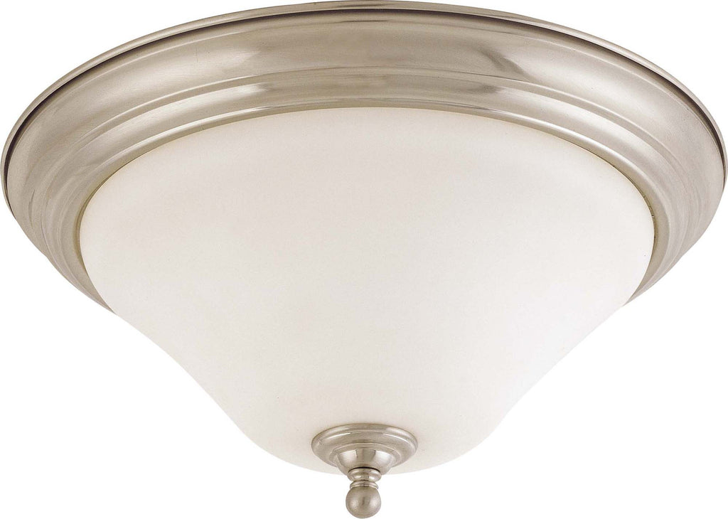 Nuvo Dupont 2-Light 15" Flush Fixture w/ Satin White Glass in Brushed Nickel