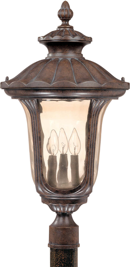 Nuvo Beaumont - 3 Light Large Post Lantern- w/ Amber Water Glass