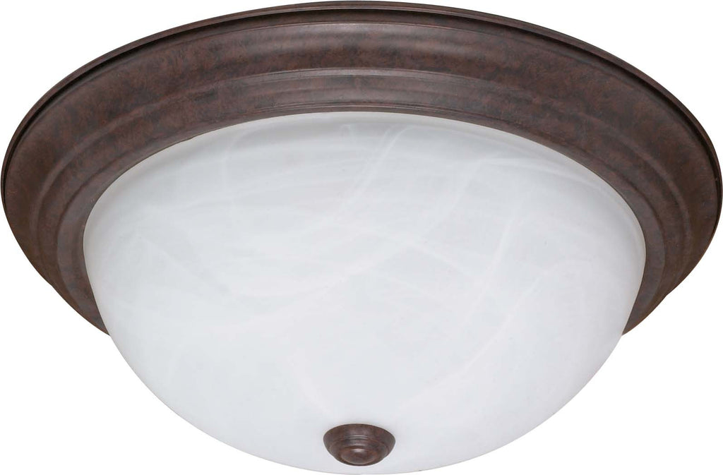 Nuvo 3-Light 15" Flush Mount Fixture w/ Alabaster Glass in Old Bronze Finish