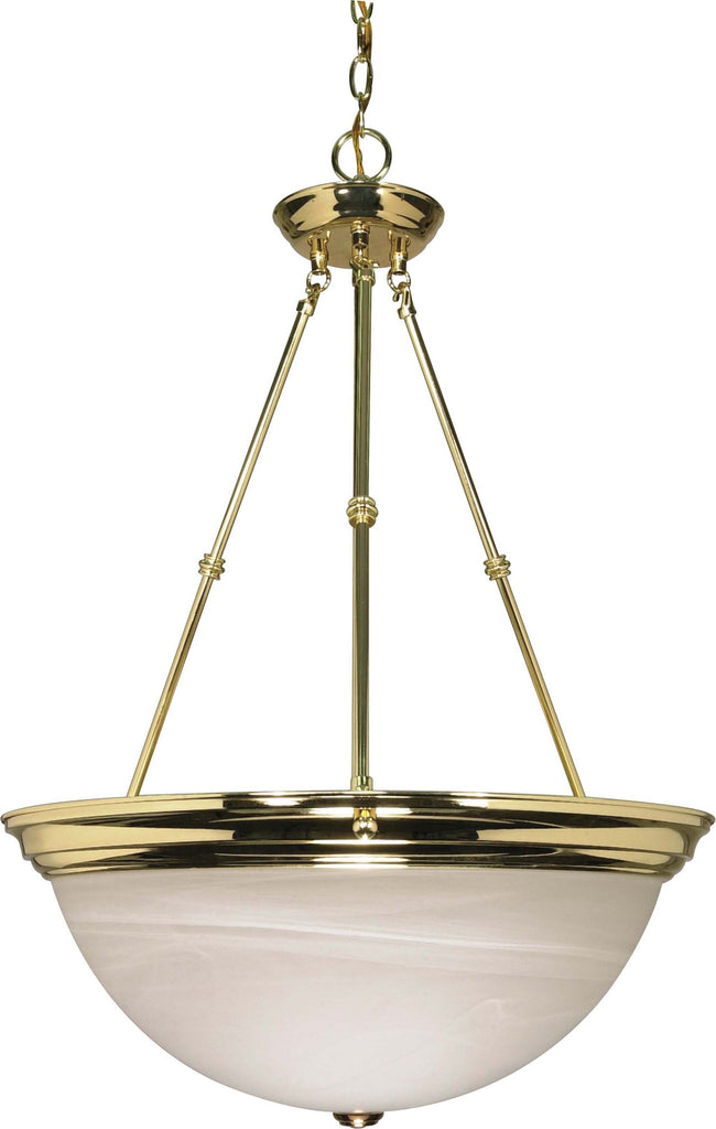 Nuvo 3-Light 20" Hanging Pendant w/ Alabaster Glass in Polished Brass Finish