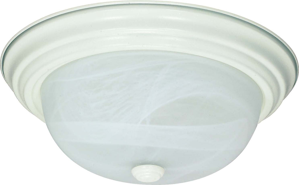 Nuvo 2-Light 13" Flush Mount w/ Alabaster Mushroom Glass in Textured White