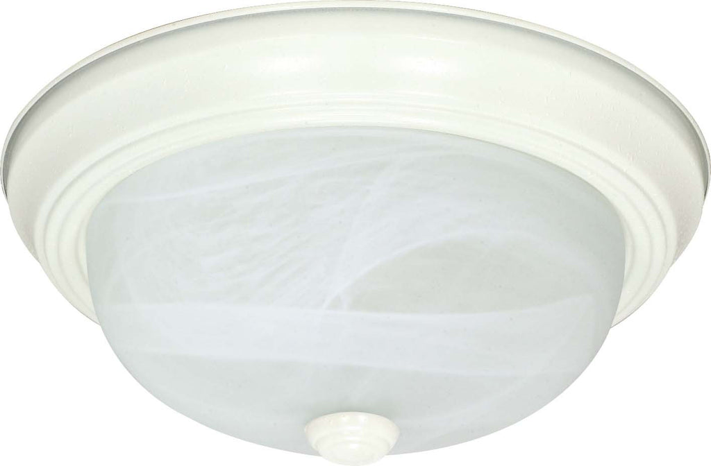 Nuvo 2-Light 15" Flush Mount w/ Alabaster Mushroom Glass in Textured White