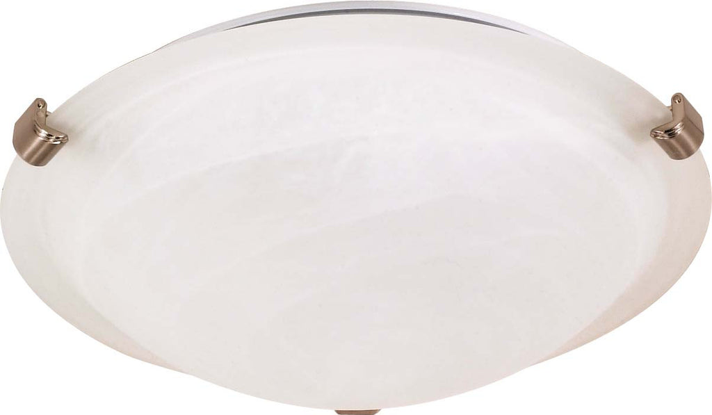 Nuvo 2-Light 16" Tri-Clip Flush Mount w/ Alabaster Glass in Brushed Nickel