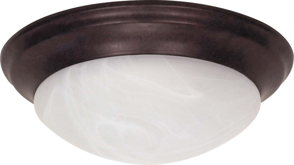 Nuvo 2-Light 14" Twist & Lock Flush Mount w/ Alabaster Glass in Old Bronze