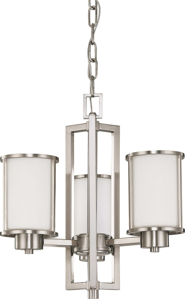 Nuvo Odeon - 3 Light (convertible up/down) Chandelier w/ Satin White Glass