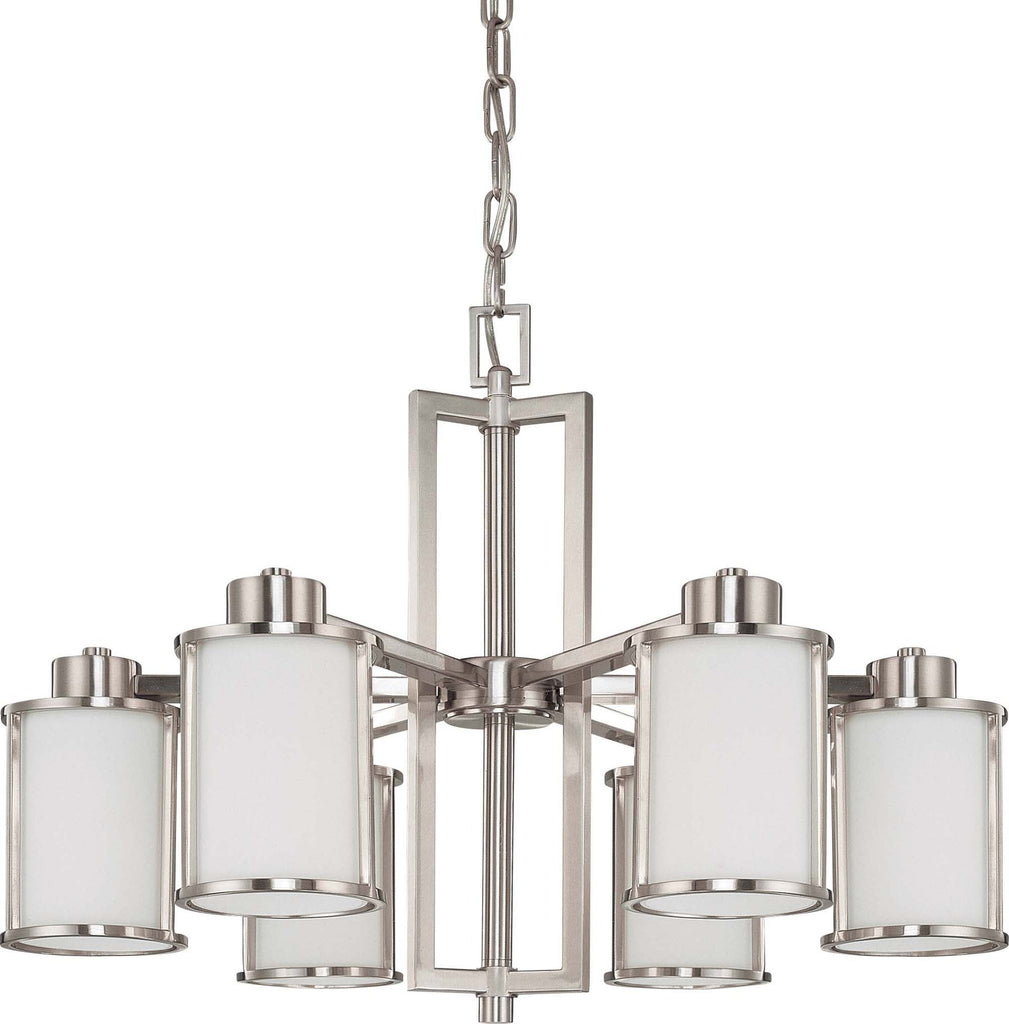 Nuvo Odeon - 6 Light (convertible up/down) Chandelier w/ Satin White Glass