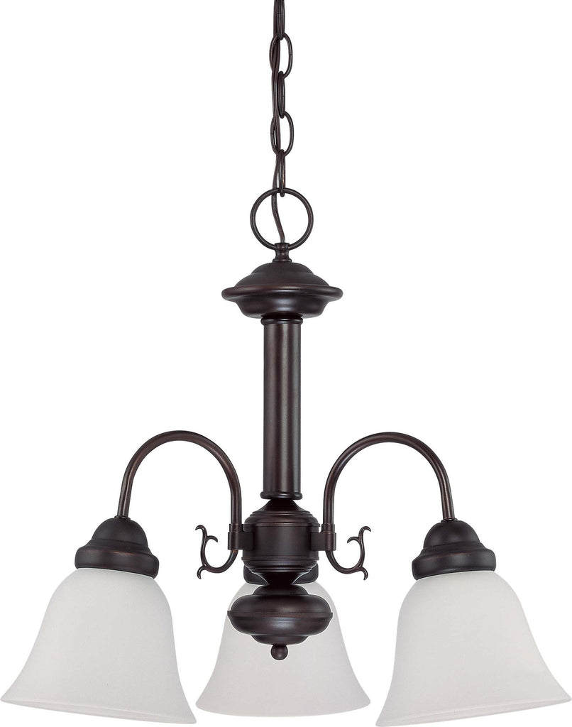 Nuvo Ballerina 3-Light 20" Chandelier w/ Frosted White Glass in Mahogany Bronze