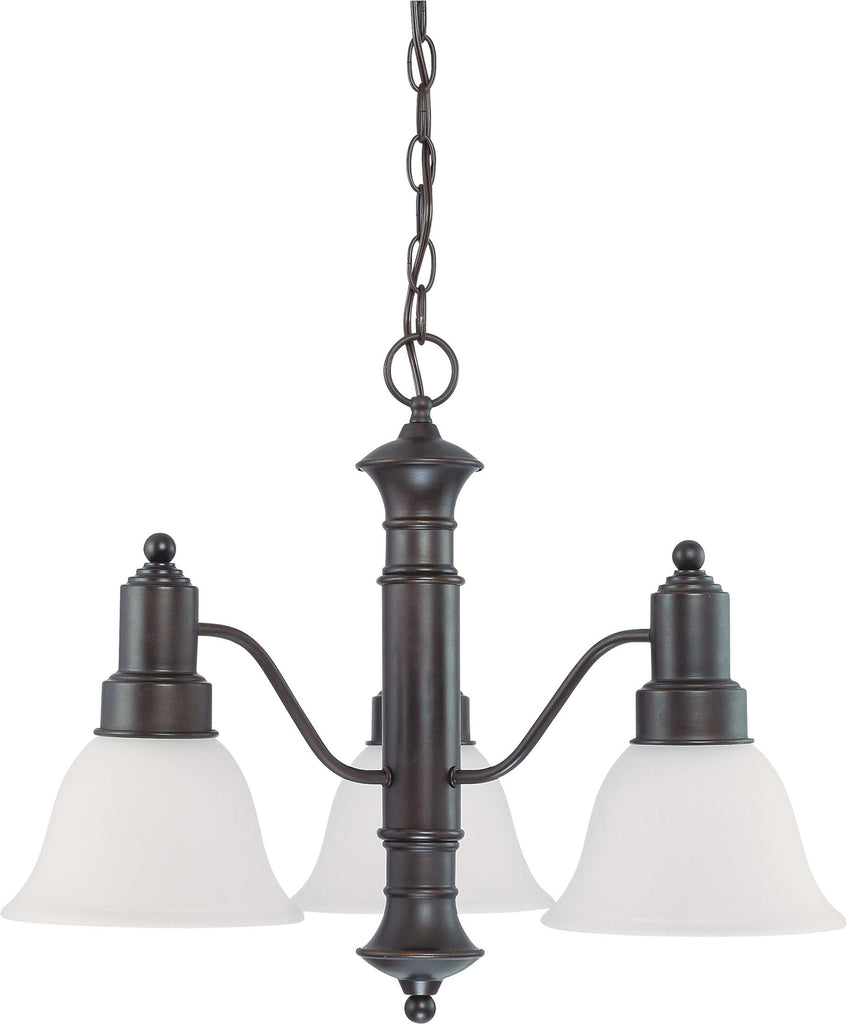 Nuvo Gotham 3-Light 23" Chandelier w/ Frosted White Glass in Mahogany Bronze