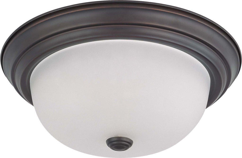 Nuvo 2-Light 13" Ceiling Flush Mount w/ Frosted White Glass in Mahogany Bronze