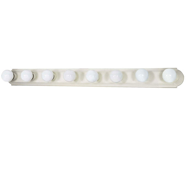 Nuvo 8-Light 48" Vanity Strip w/ Racetrack Style in Textured White Finish